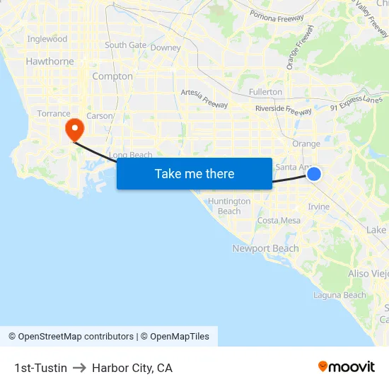 1st-Tustin to Harbor City, CA map