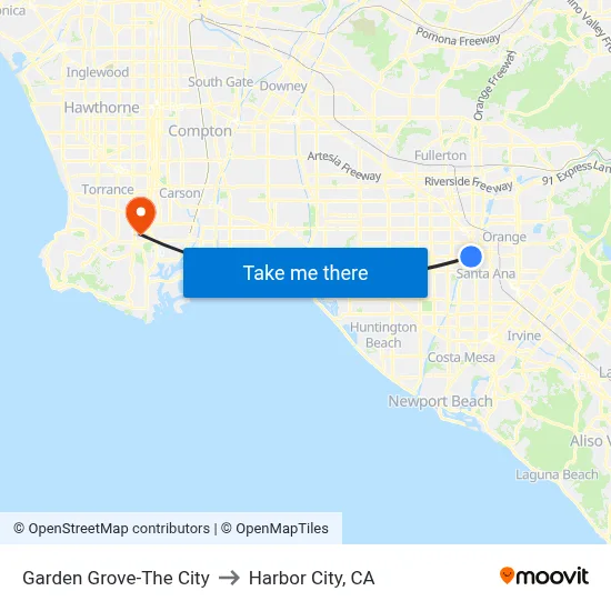 Garden Grove-The City to Harbor City, CA map