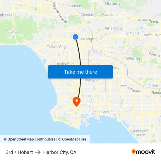 3rd / Hobart to Harbor City, CA map