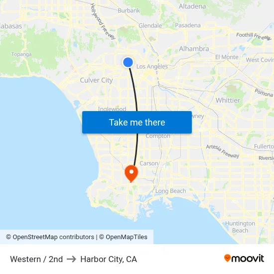 Western / 2nd to Harbor City, CA map