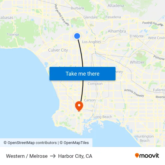 Western / Melrose to Harbor City, CA map