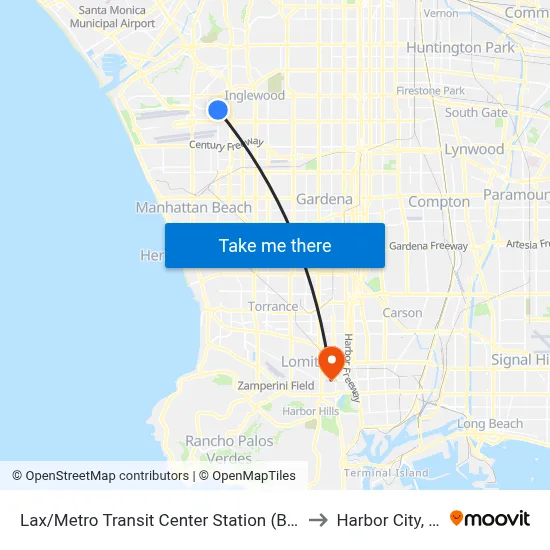 Lax/Metro Transit Center Station (Bay 6) to Harbor City, CA map