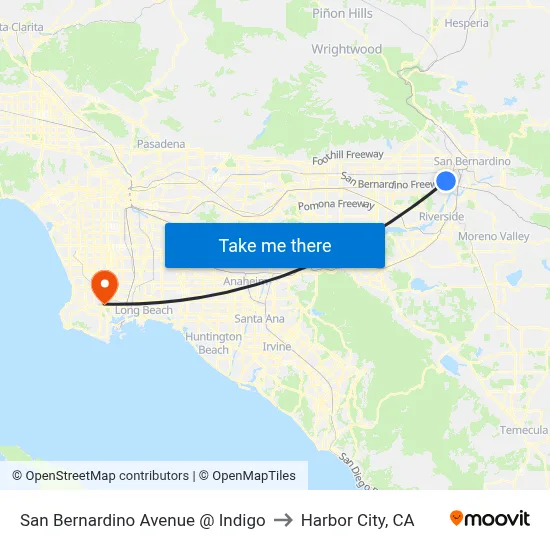 San Bernardino Avenue @ Indigo to Harbor City, CA map