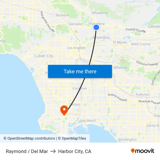 Raymond / Del Mar to Harbor City, CA map