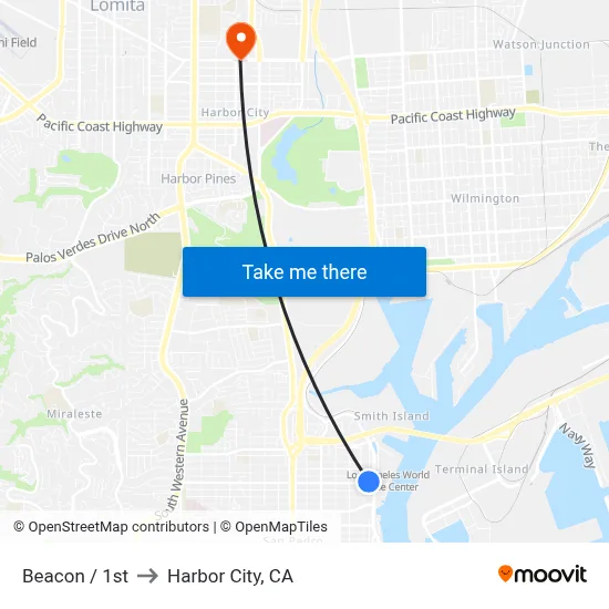 Beacon / 1st to Harbor City, CA map