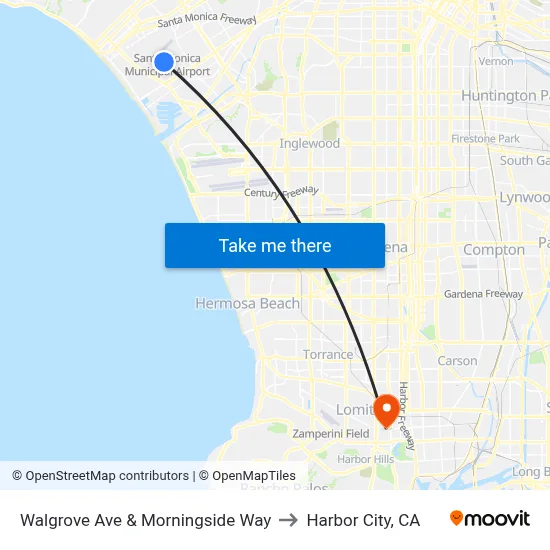 Walgrove Ave & Morningside Way to Harbor City, CA map