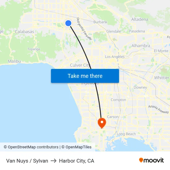 Van Nuys / Sylvan to Harbor City, CA map