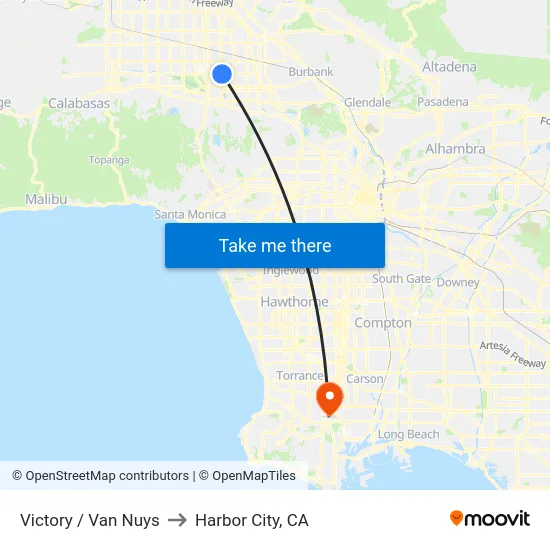 Victory / Van Nuys to Harbor City, CA map