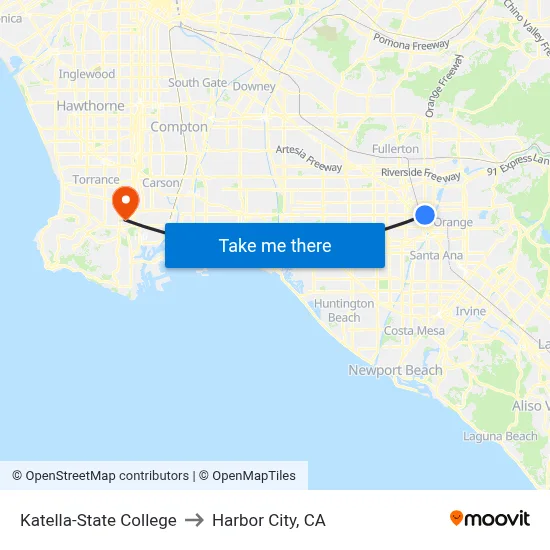 Katella-State College to Harbor City, CA map