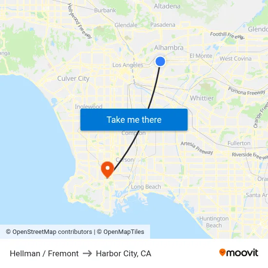 Hellman / Fremont to Harbor City, CA map
