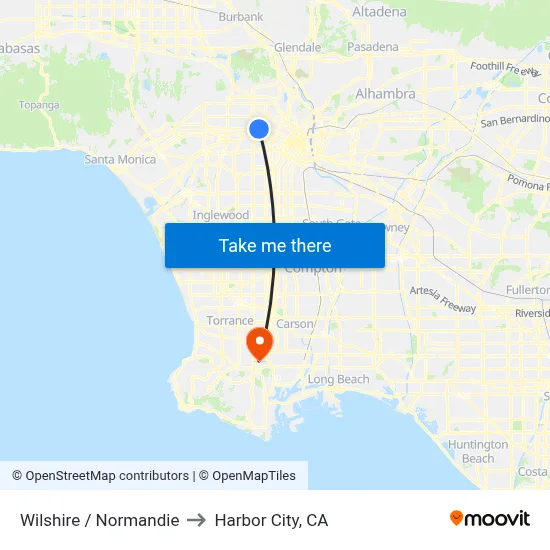 Wilshire / Normandie to Harbor City, CA map
