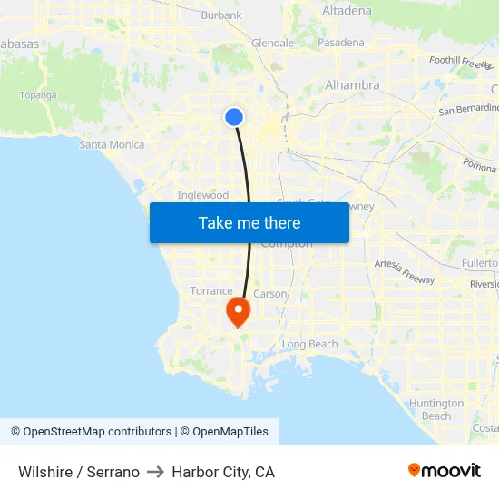 Wilshire / Serrano to Harbor City, CA map