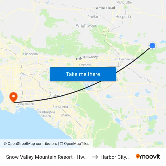 Snow Valley Mountain Resort - Hwy 18 to Harbor City, CA map