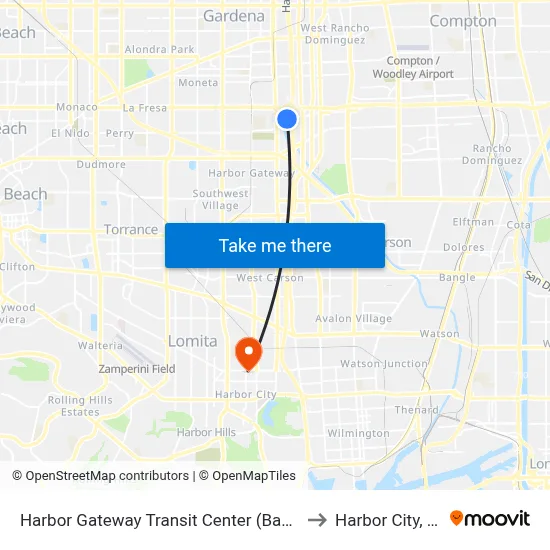 Harbor Gateway Transit Center (Bay 11) to Harbor City, CA map