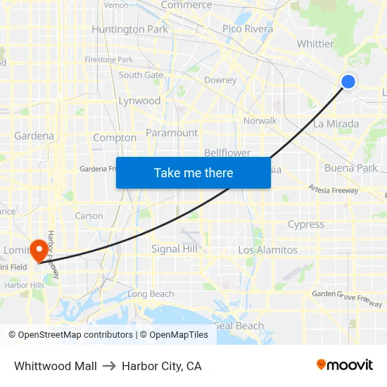 Whittwood Mall to Harbor City, CA map