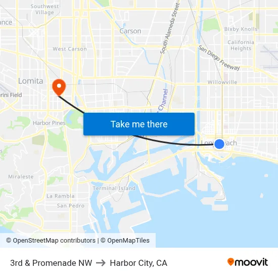 3rd & Promenade NW to Harbor City, CA map