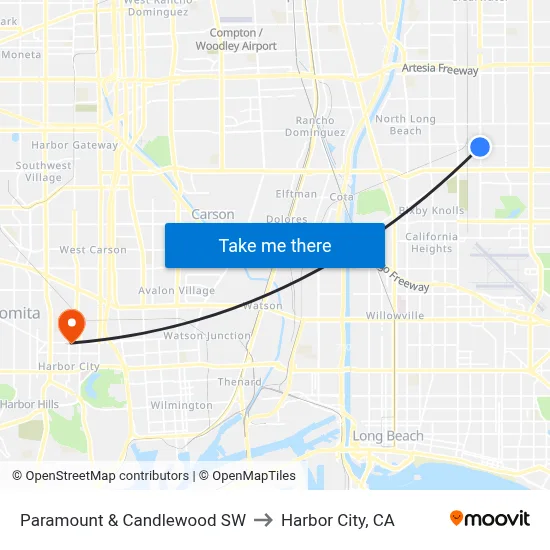 Paramount & Candlewood SW to Harbor City, CA map