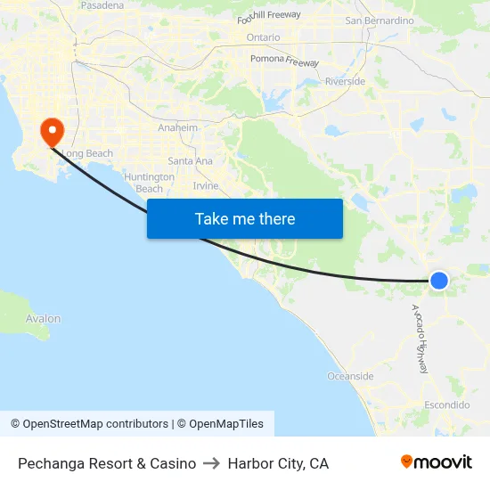 Pechanga Resort & Casino to Harbor City, CA map
