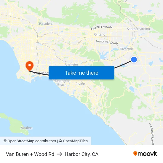 Van Buren + Wood Rd to Harbor City, CA map