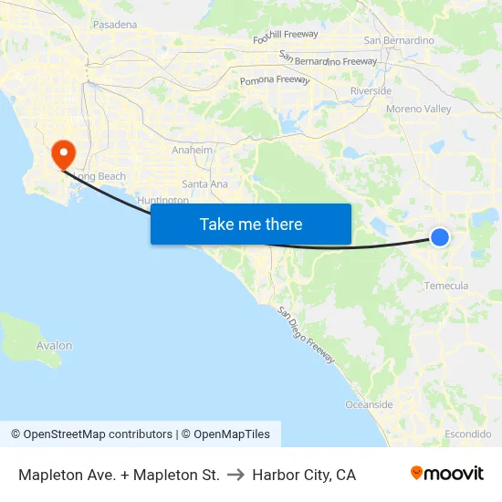 Mapleton Ave. + Mapleton St. to Harbor City, CA map