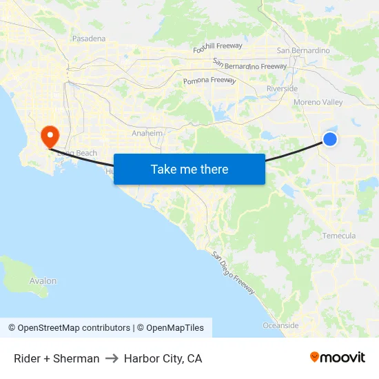 Rider + Sherman to Harbor City, CA map