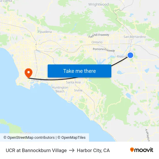 UCR at Bannockburn Village to Harbor City, CA map