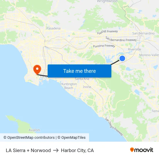 LA Sierra + Norwood to Harbor City, CA map