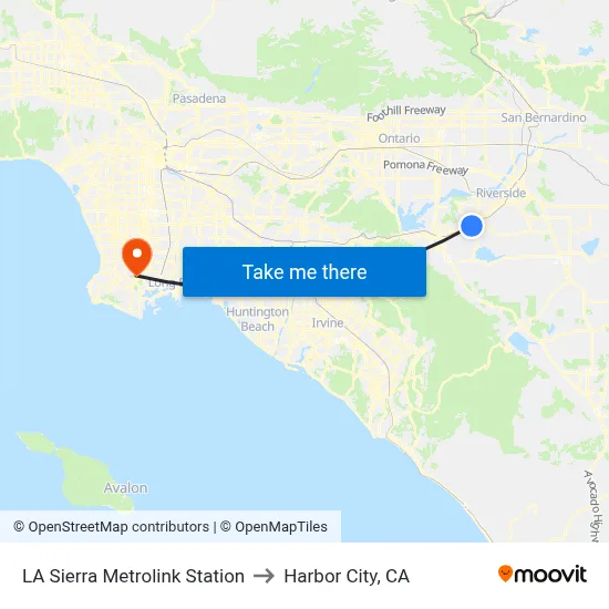 LA Sierra Metrolink Station to Harbor City, CA map