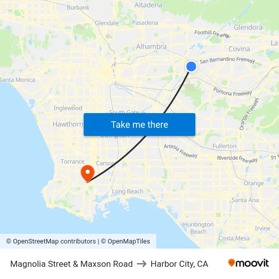 Magnolia St. and Maxson Rd. to Harbor City, CA map