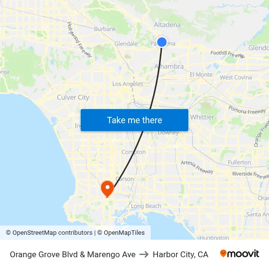 Orange Grove Blvd & Marengo Ave to Harbor City, CA map