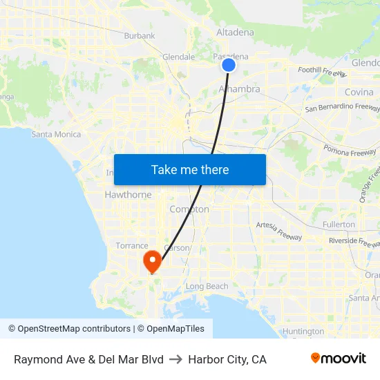 Raymond Ave & Del Mar Blvd to Harbor City, CA map