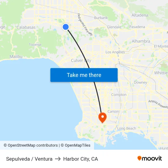 Sepulveda / Ventura to Harbor City, CA map