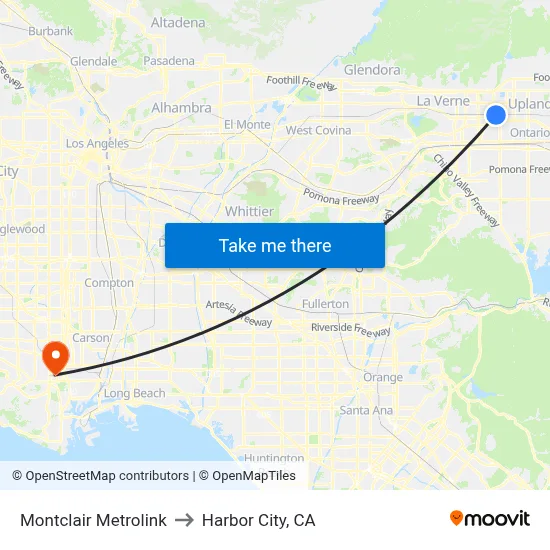 Montclair Metrolink to Harbor City, CA map