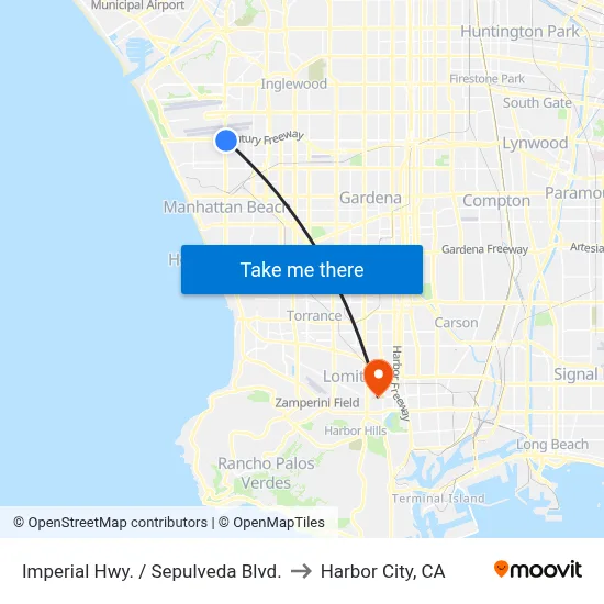 Imperial Hwy. / Sepulveda Blvd. to Harbor City, CA map