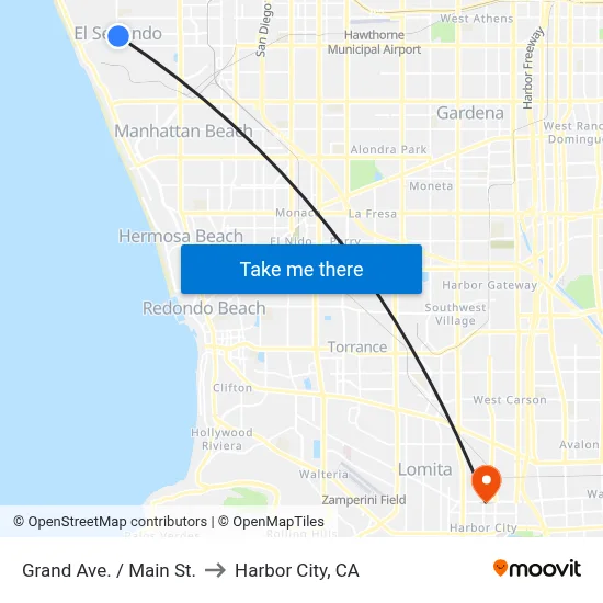 Grand Ave. / Main St. to Harbor City, CA map