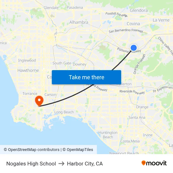 Nogales High School to Harbor City, CA map