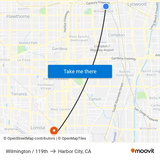 Wilmington / 119th to Harbor City, CA map