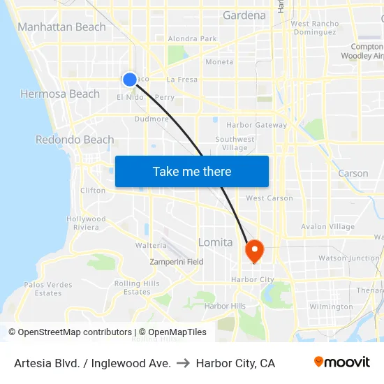 Artesia Blvd. / Inglewood Ave. to Harbor City, CA map
