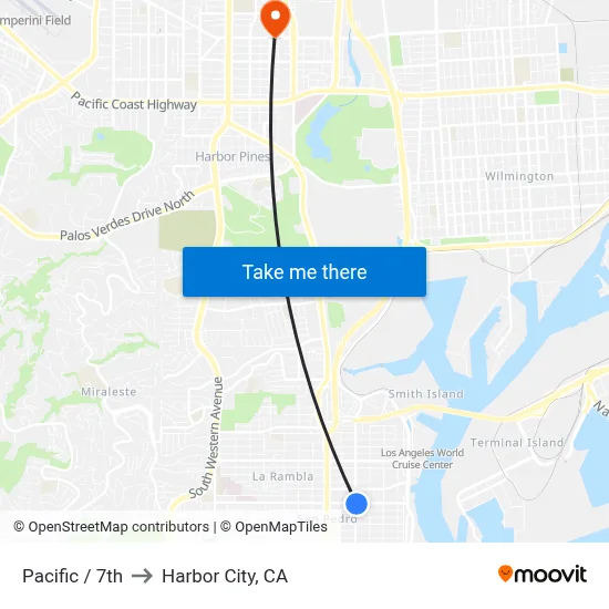 Pacific / 7th to Harbor City, CA map