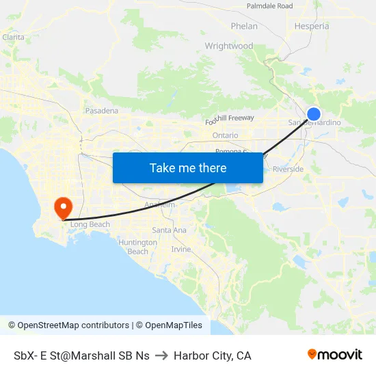 SbX- E St@Marshall SB Ns to Harbor City, CA map