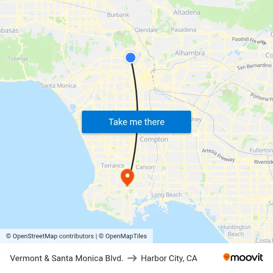 Vermont & Santa Monica Blvd. to Harbor City, CA map