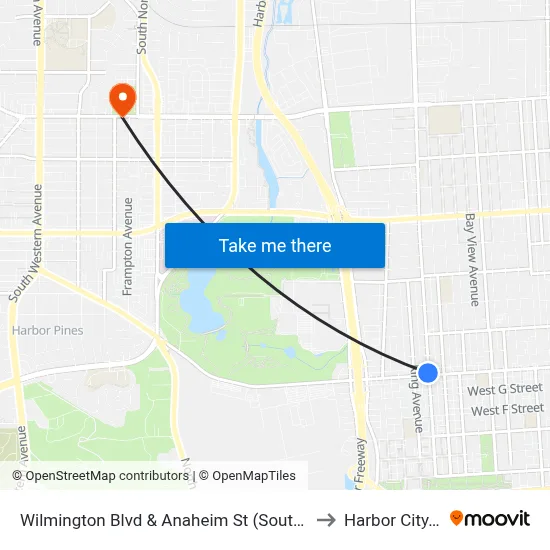 Wilmington Blvd & Anaheim St (Southbound) to Harbor City, CA map