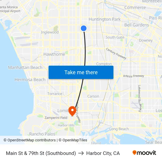 Main St & 79th St (Southbound) to Harbor City, CA map