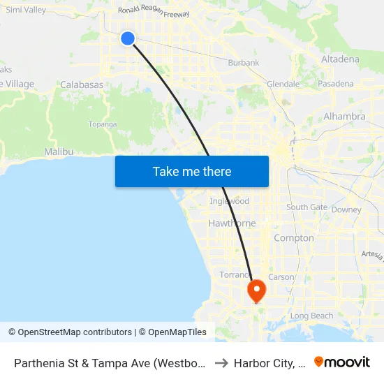 Parthenia St & Tampa Ave (Westbound) to Harbor City, CA map