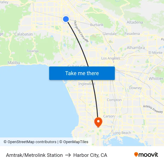 Amtrak/Metrolink Station to Harbor City, CA map