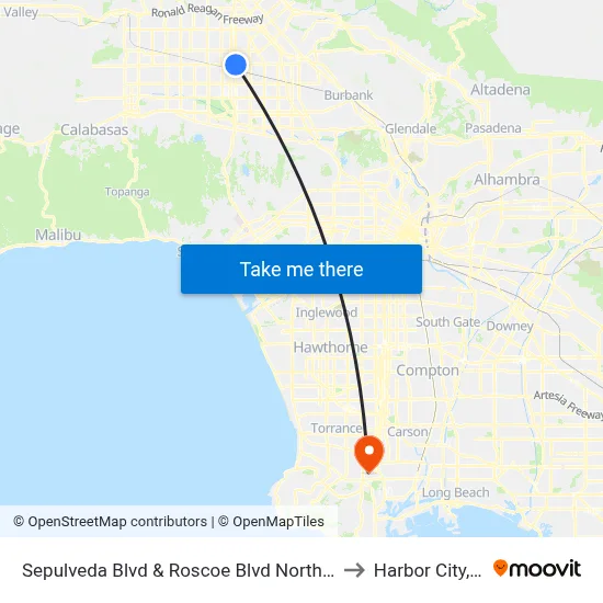 Sepulveda Blvd & Roscoe Blvd Northbound to Harbor City, CA map