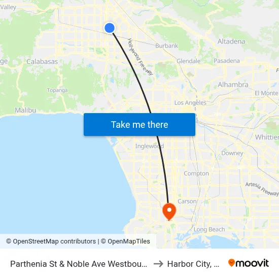 Parthenia St & Noble Ave Westbound to Harbor City, CA map