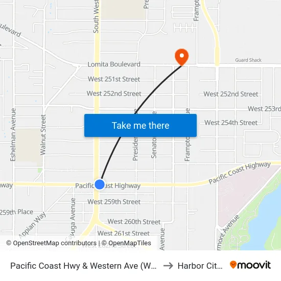 Pacific Coast Hwy & Western Ave (Westbound) to Harbor City, CA map