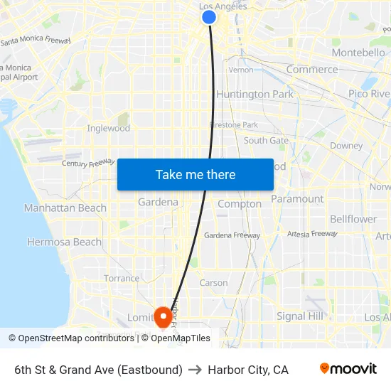 6th St & Grand Ave (Eastbound) to Harbor City, CA map