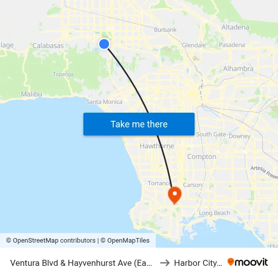 Ventura Blvd & Hayvenhurst Ave (Eastbound) to Harbor City, CA map